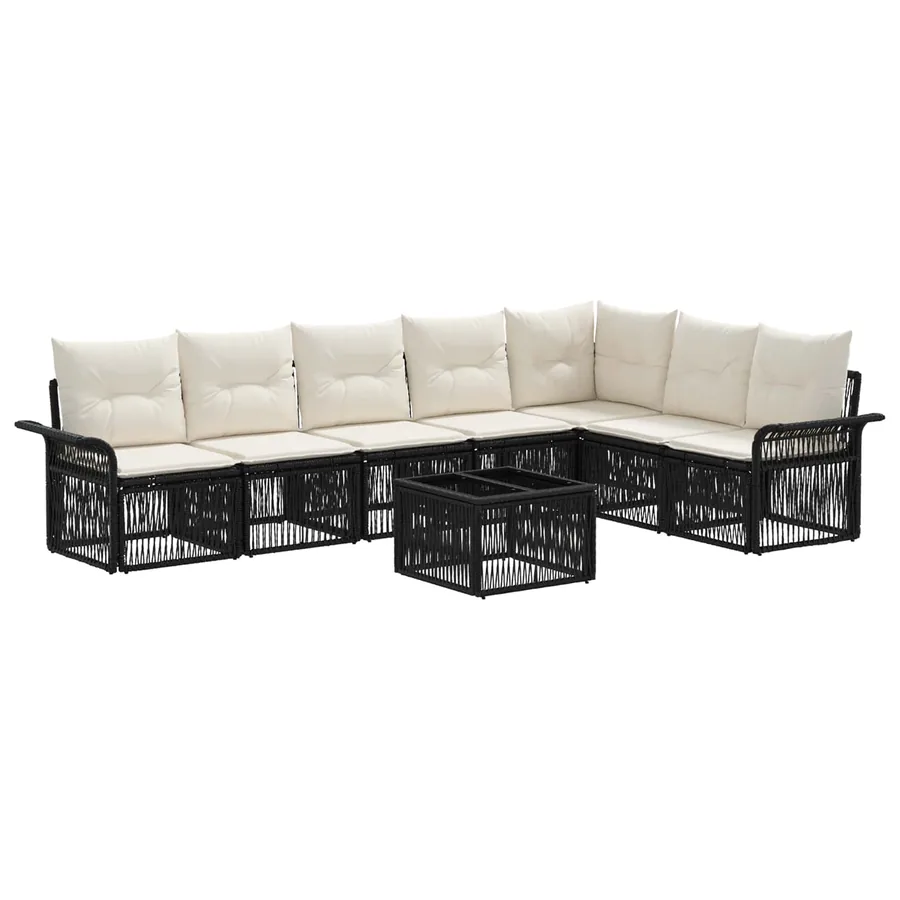 Ensemble de canapé de jardin 8 pcs Noir polyrotin - 2