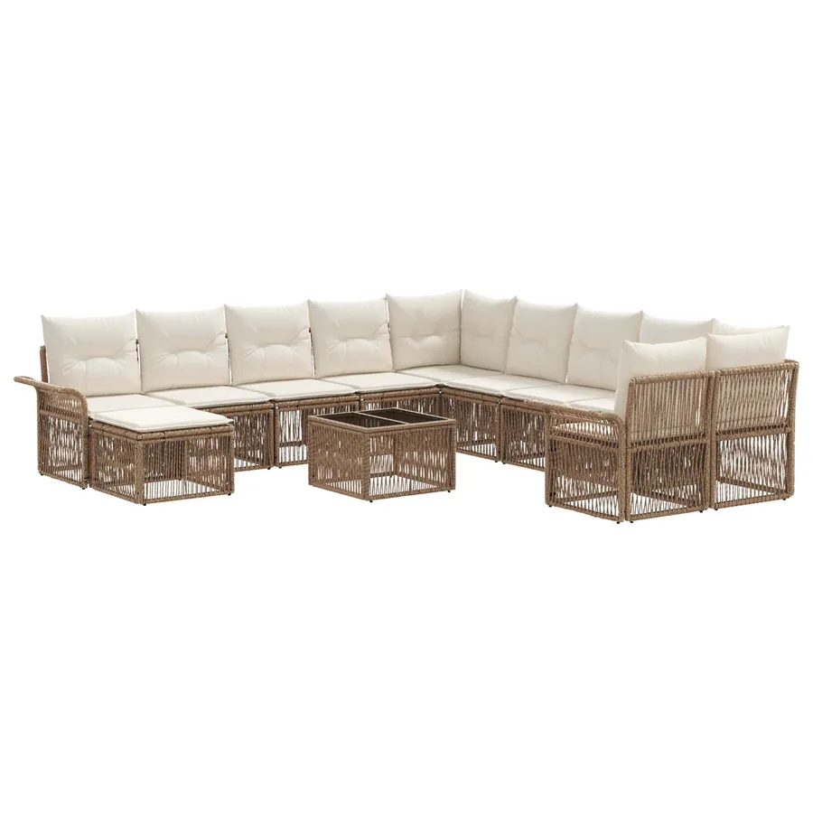 Ensemble de canapé de jardin 12 pcs Beige et blanc crème - 2