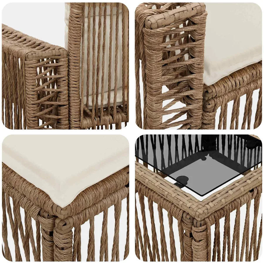 Ensemble de canapé de jardin 7 pcs Beige et blanc crème - 9