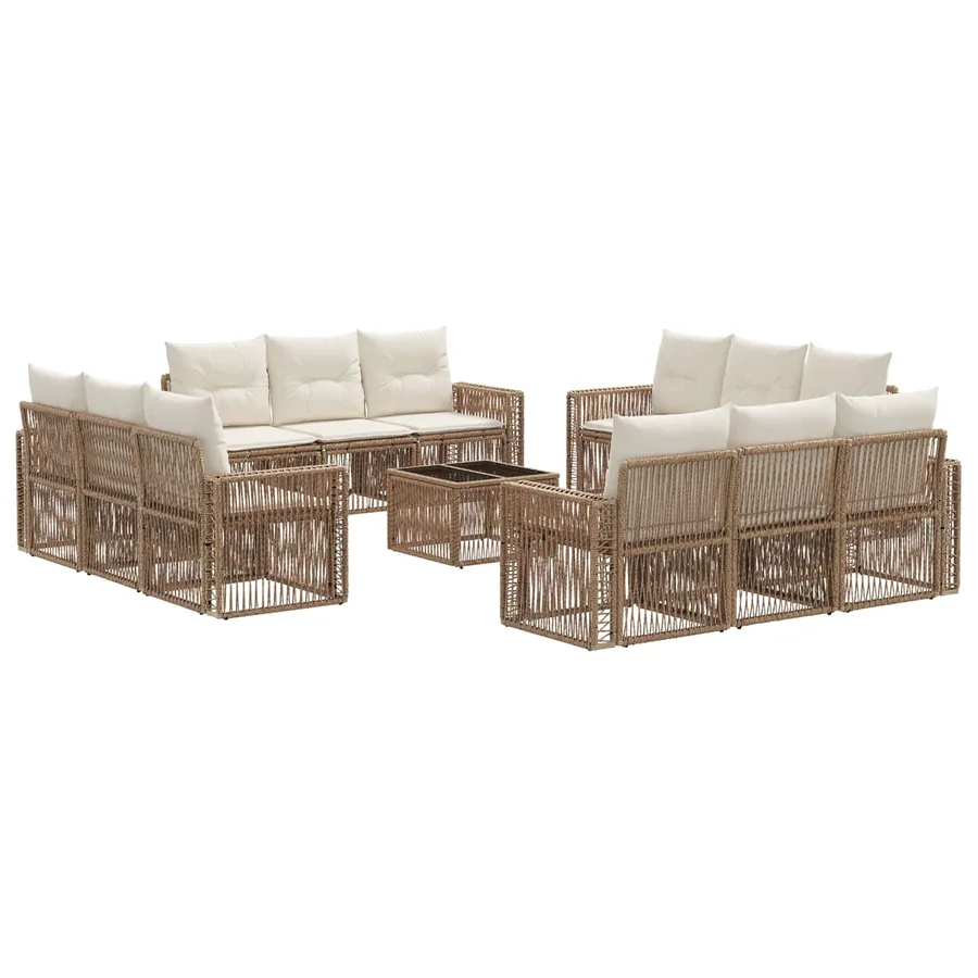 Ensemble de canapé de jardin 13 pcs Beige et blanc crème - 2