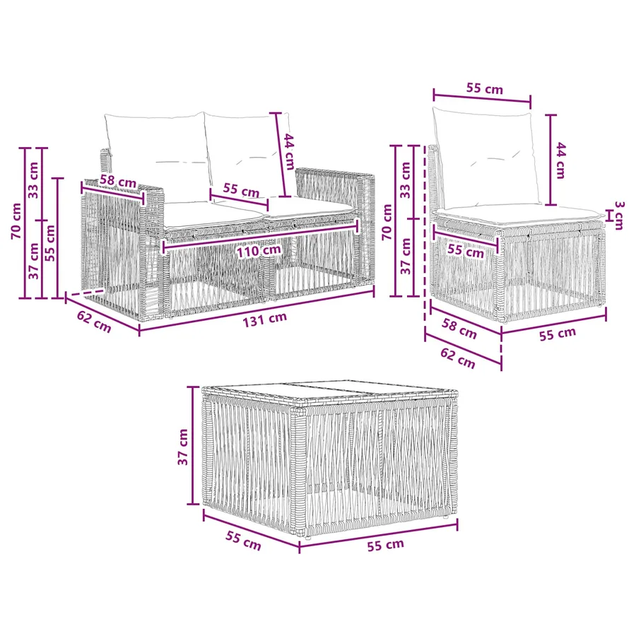 Ensemble de canapé de jardin 13 pcs Beige et blanc crème - 9