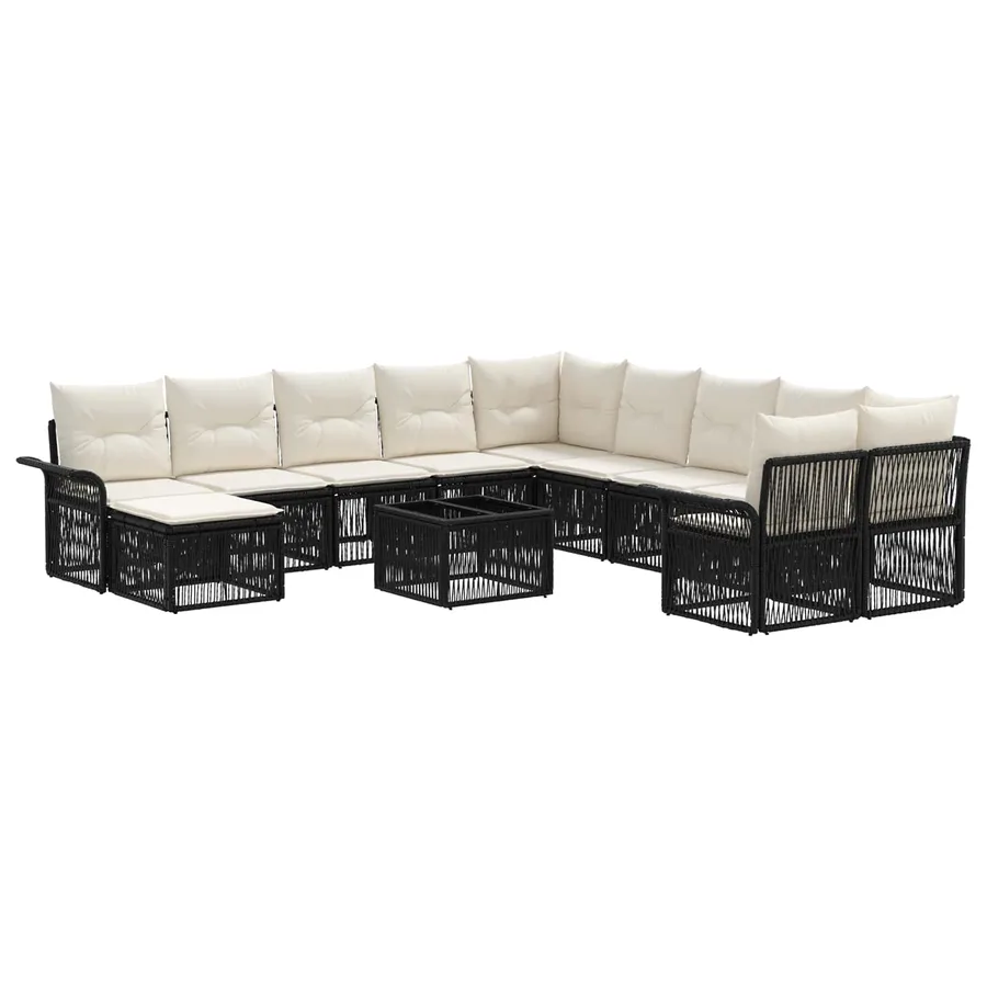 Ensemble de canapé de jardin 12 pcs Noir et blanc crème - 2