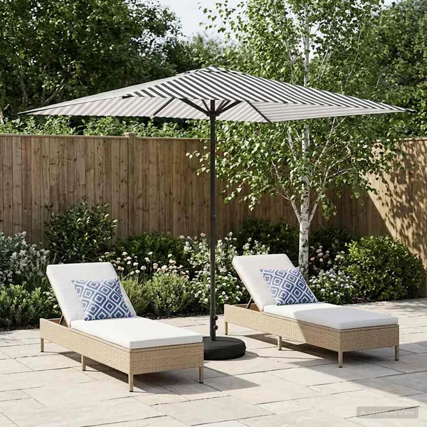 Parasol de jardin avec base 200 x 300 cm Polyester