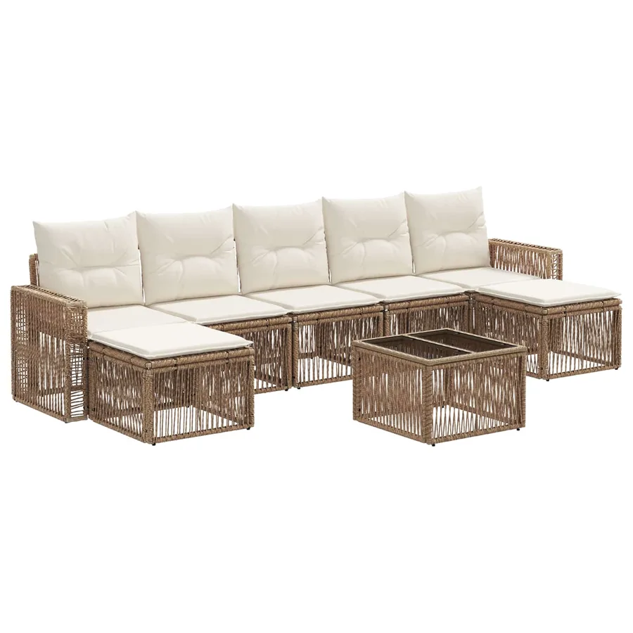 Ensemble de canapé de jardin 8 pcs Beige et blanc crème - 2