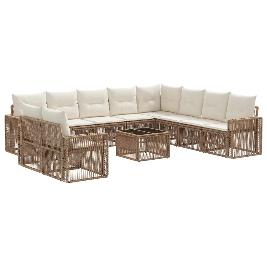Ensemble de canapé de jardin 11 pcs Beige et blanc crème - 2