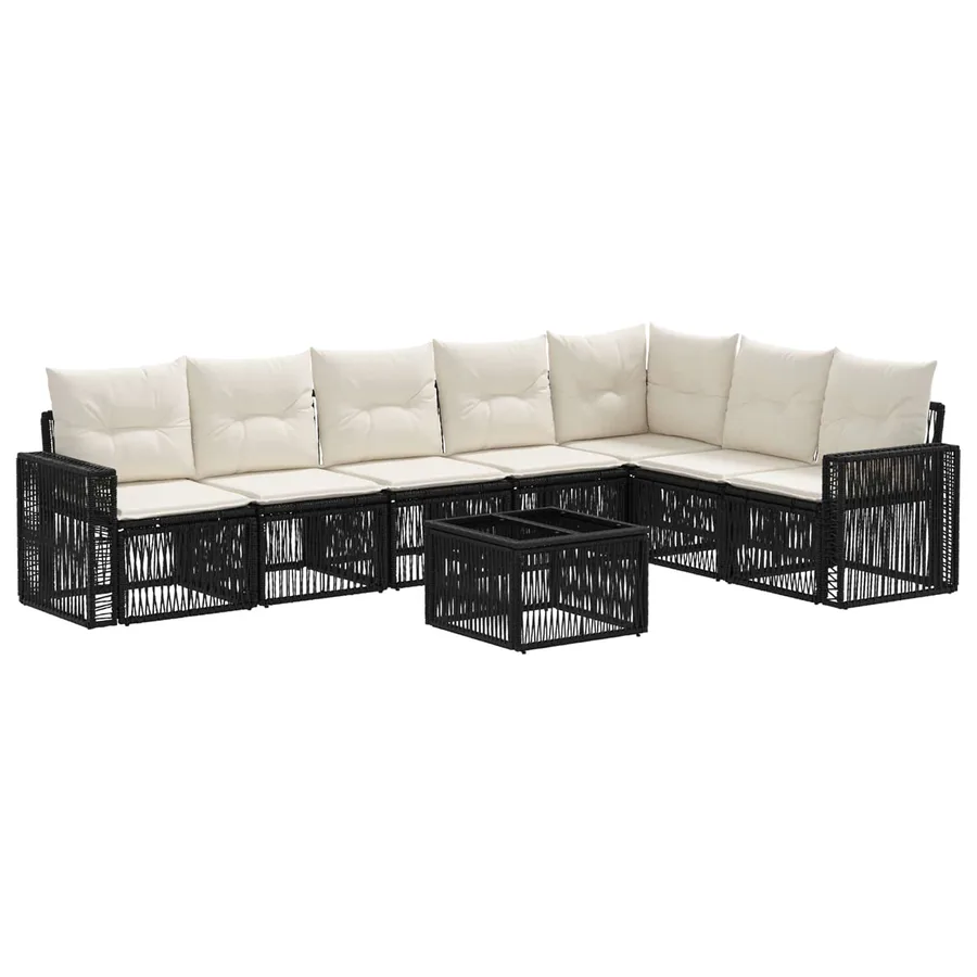 Ensemble de canapé de jardin 8 pcs Noir et blanc crème - 2