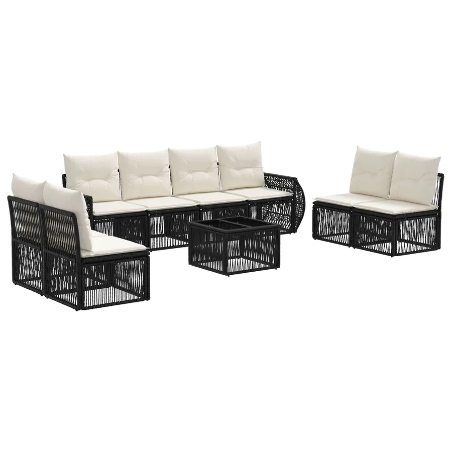 Ensemble de canapé de jardin 9 pcs Noir et blanc crème - 2