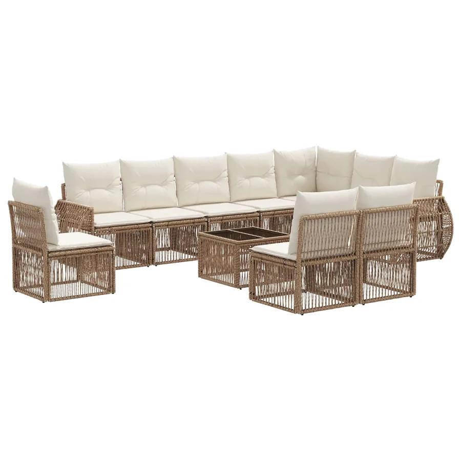 Ensemble de canapé de jardin 11 pcs Beige et blanc crème - 2