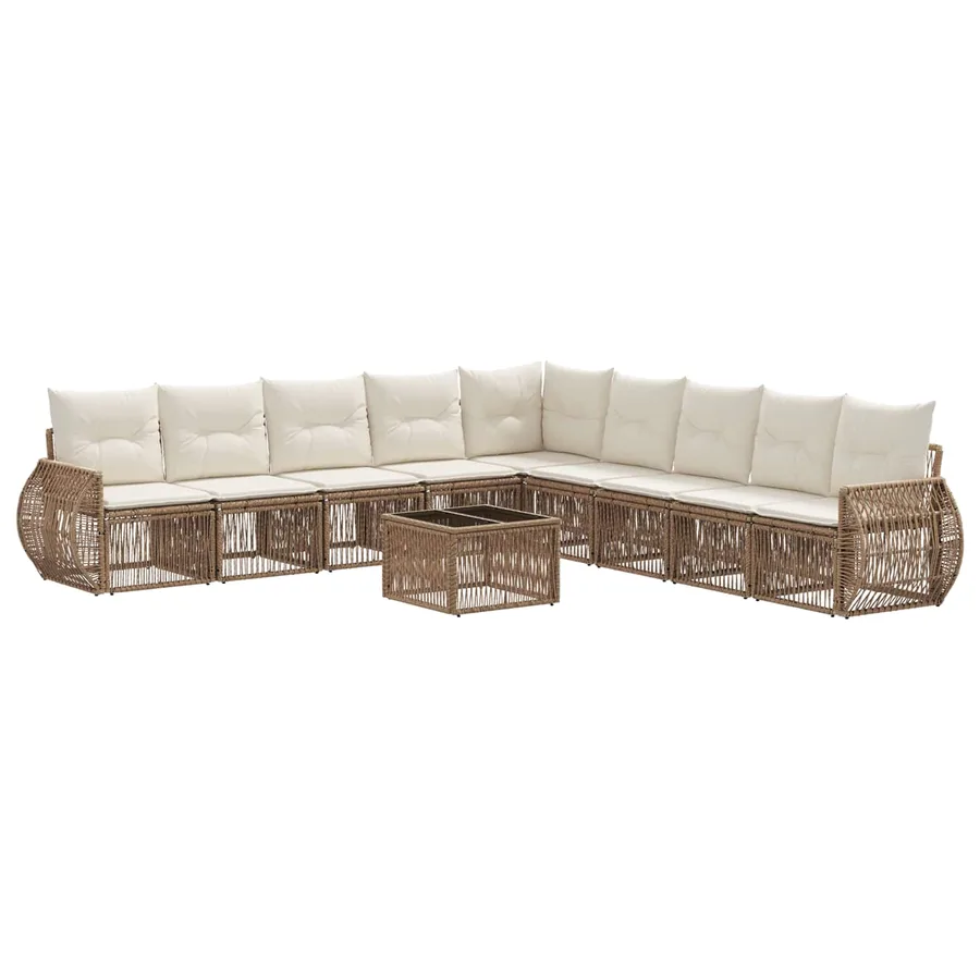Ensemble de canapé de jardin 10 pcs Beige et blanc crème - 2