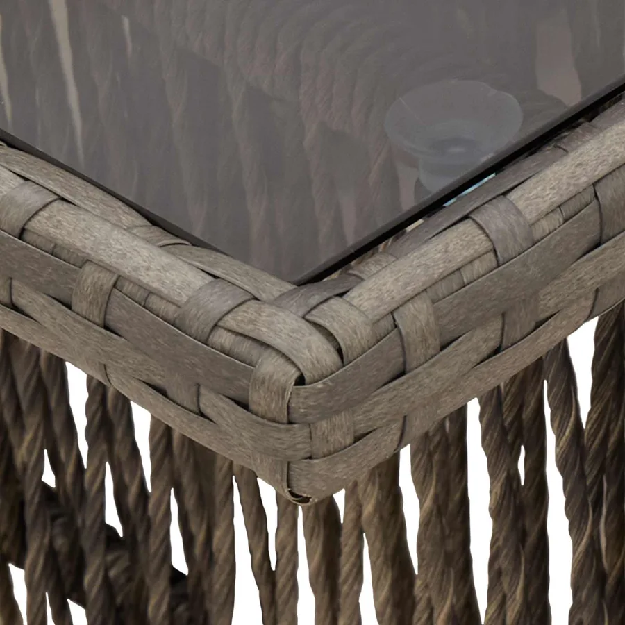 Table de Jardin Gris 100 x 55 x 37 cm Rattan PE et Verre - 7