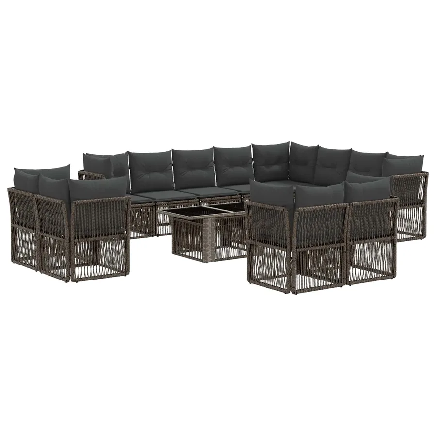 Ensemble de canapé de jardin 13 pcs Gris polyrotin - 2