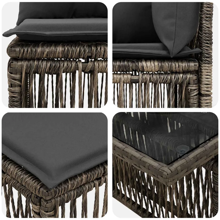 Ensemble de canapé de jardin 13 pcs Gris polyrotin - 9
