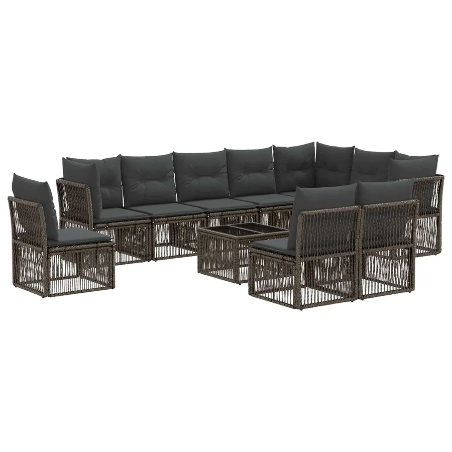Ensemble de canapé de jardin 11 pcs Gris polyrotin - 2