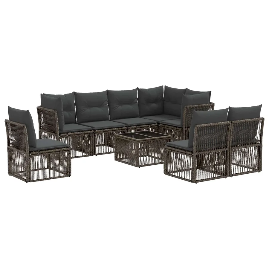 Ensemble de canapé de jardin 9 pcs Gris polyrotin - 2