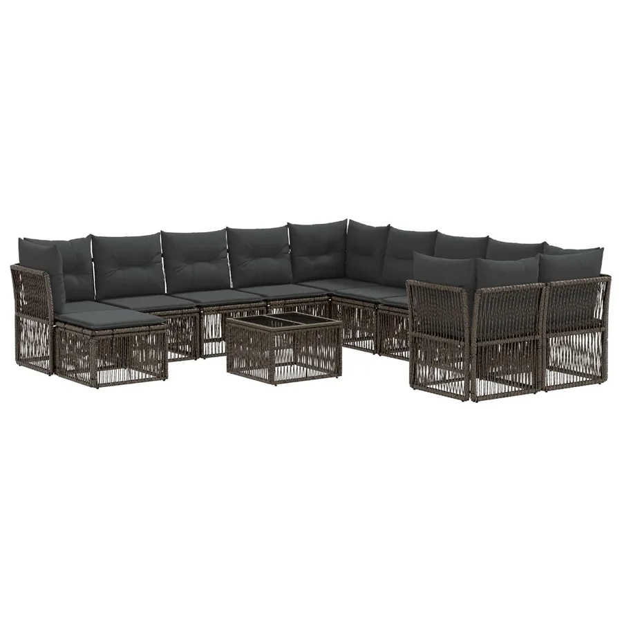 Ensemble de canapé de jardin 12 pcs Gris polyrotin - 2