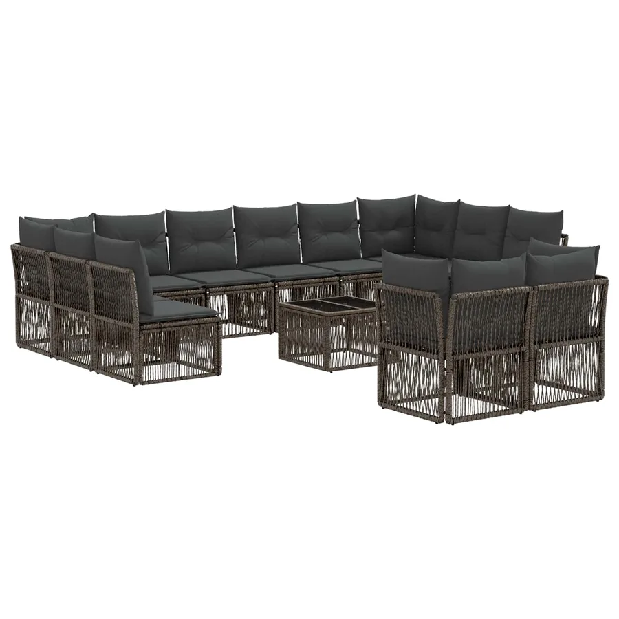 Ensemble de canapé de jardin 13 pcs Gris polyrotin - 2