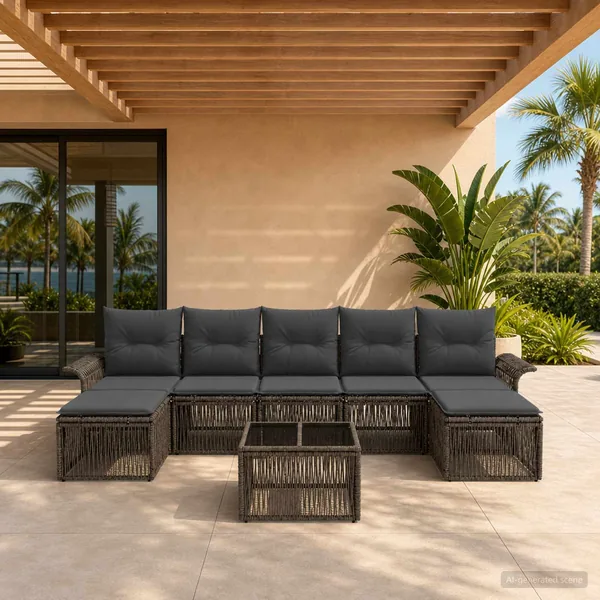 Ensemble de canapé de jardin 8 pcs Gris polyrotin