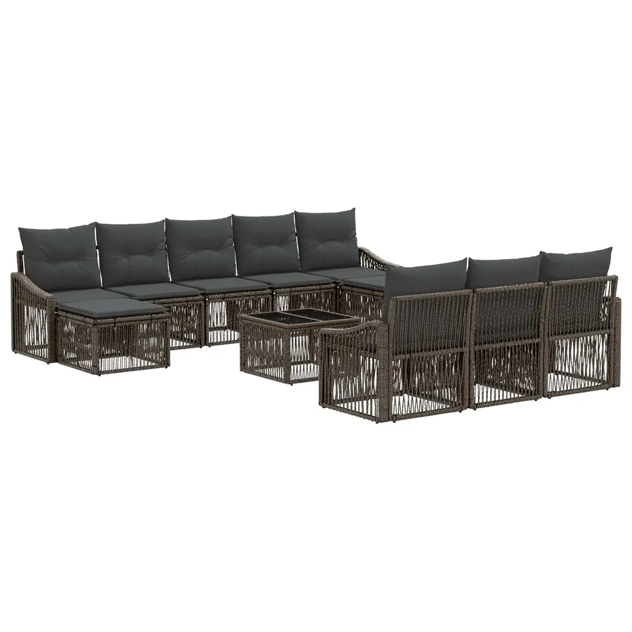 Ensemble de canapé de jardin 11 pcs Gris polyrotin - 2