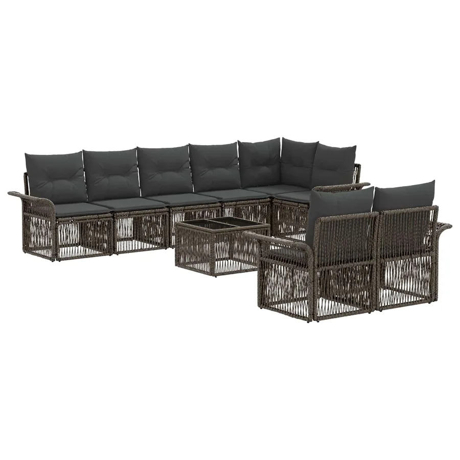 Ensemble de canapé de jardin 9 pcs Gris polyrotin - 2