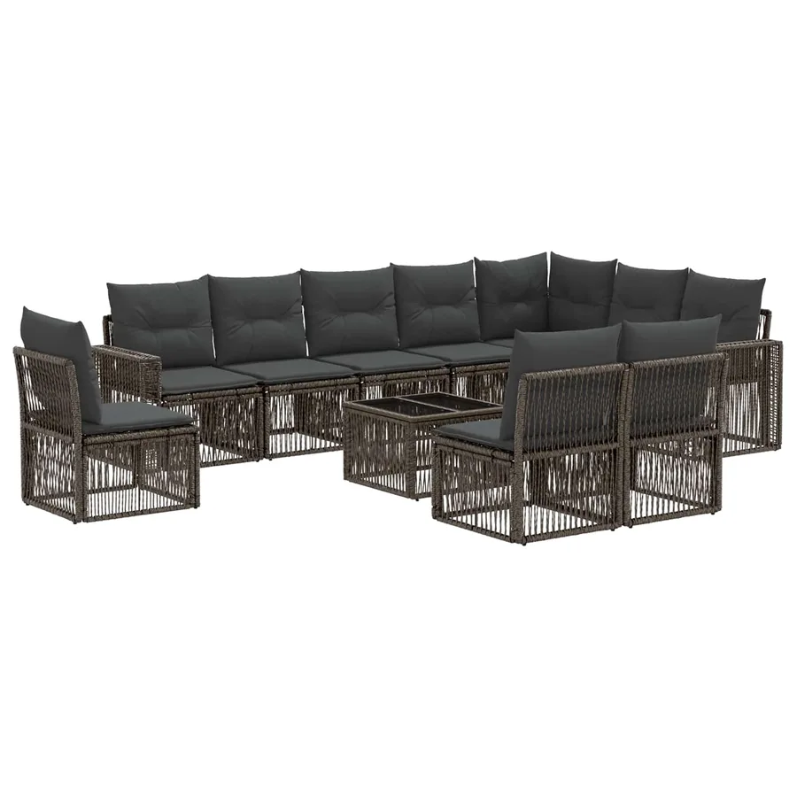 Ensemble de canapé de jardin 11 pcs Gris et Gris foncé - 2