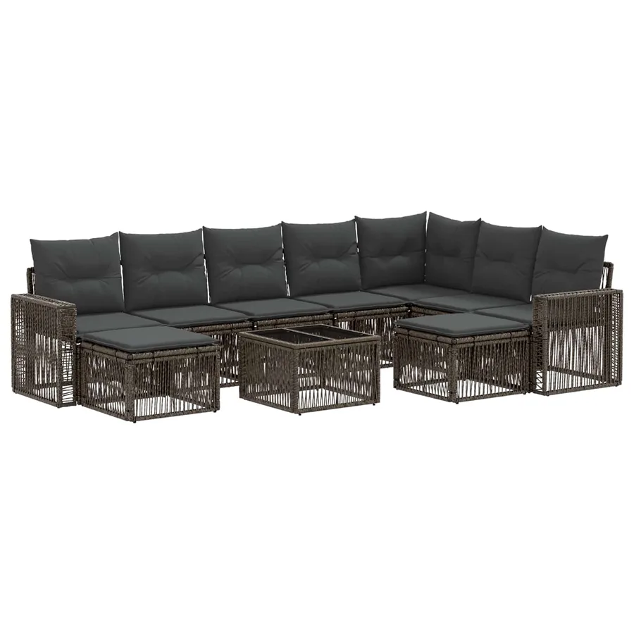 Ensemble de canapé de jardin 10 pcs Gris et Gris foncé - 2