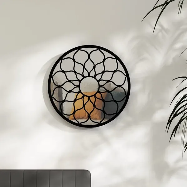 Miroir Noir 60x3 cm Fer pour utilisation à l'intérieur