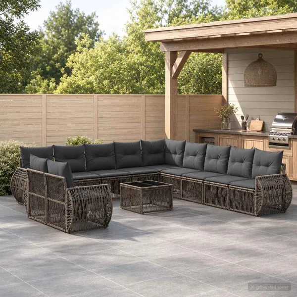 Ensemble de canapé de jardin 12 pcs Gris et Gris foncé