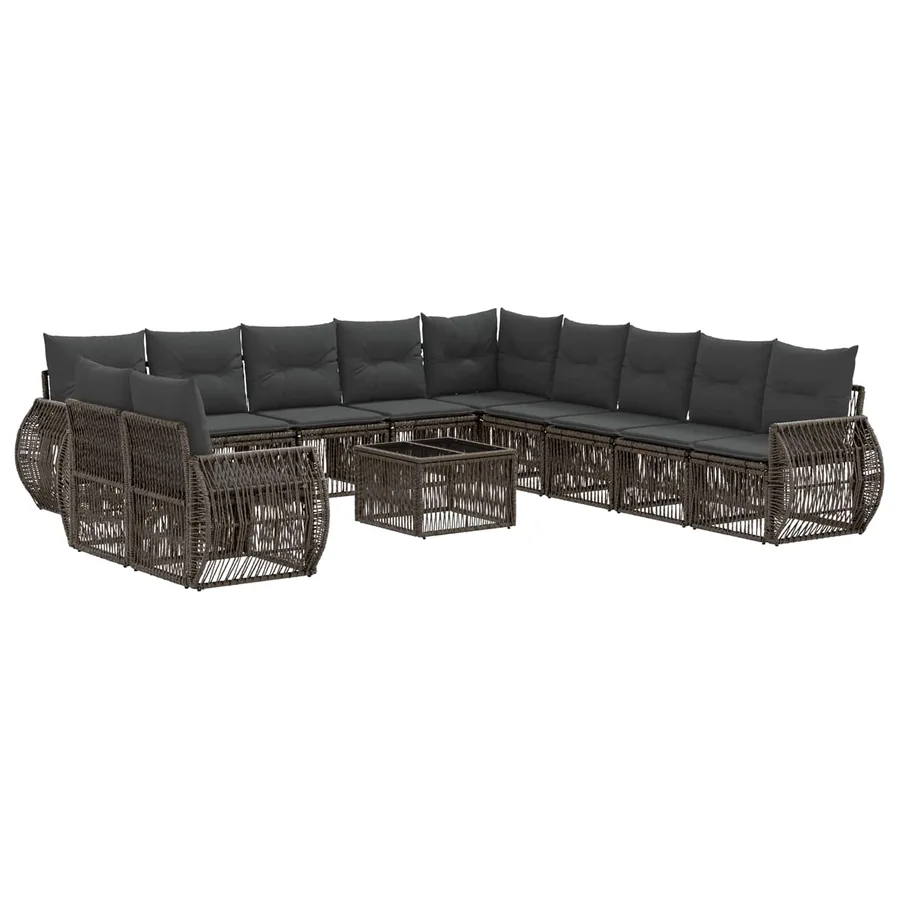 Ensemble de canapé de jardin 12 pcs Gris et Gris foncé - 2
