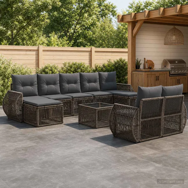 Ensemble de canapé de jardin 10 pcs Gris et Gris foncé