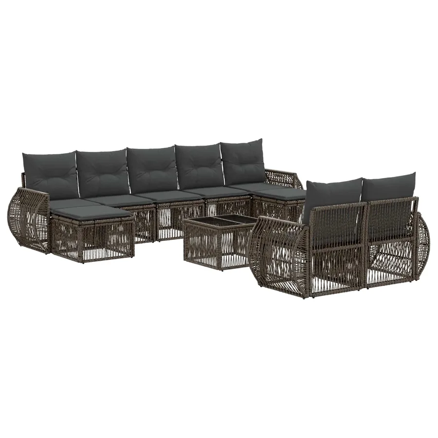 Ensemble de canapé de jardin 10 pcs Gris et Gris foncé - 2