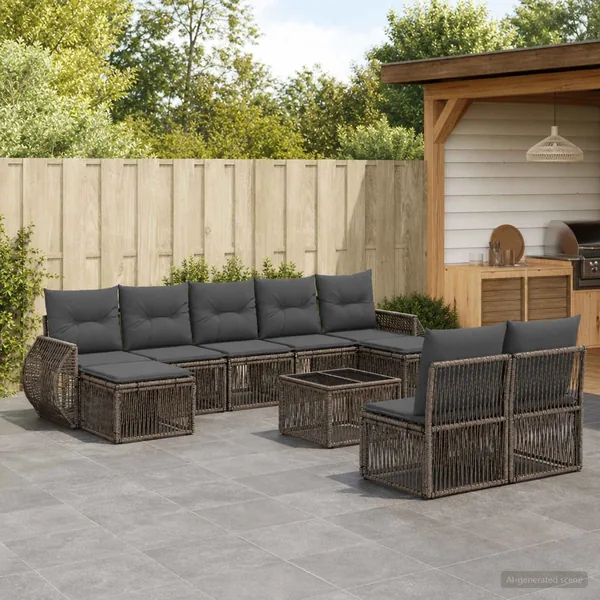 Ensemble de canapé de jardin 10 pcs Gris et Gris foncé