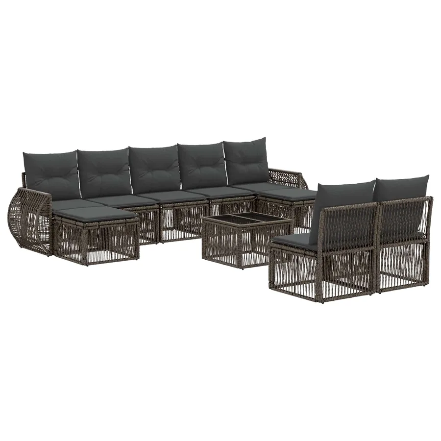 Ensemble de canapé de jardin 10 pcs Gris et Gris foncé - 2
