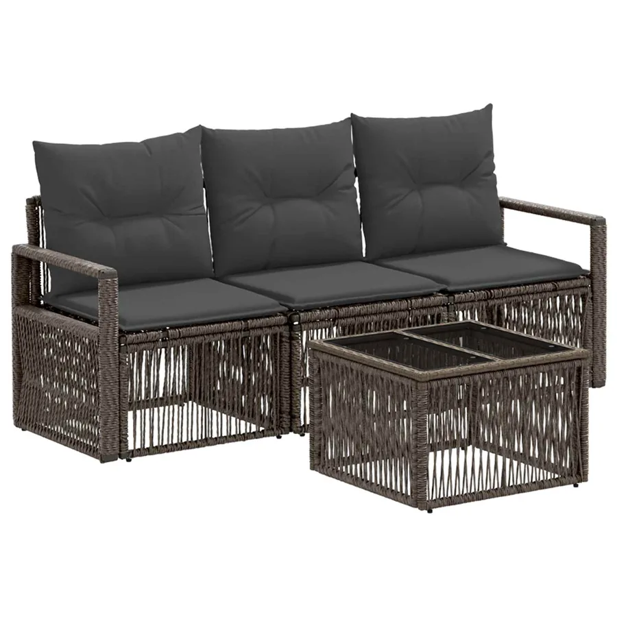 Ensemble de canapé de jardin 4 pcs Gris polyrotin - 2
