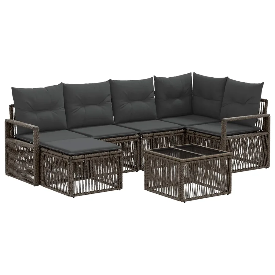 Ensemble de canapé de jardin 7 pcs Gris polyrotin - 2