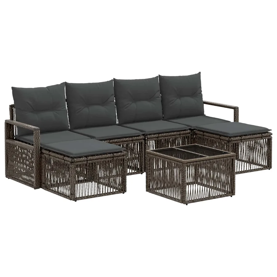 Ensemble de canapé de jardin 7 pcs Gris polyrotin - 2