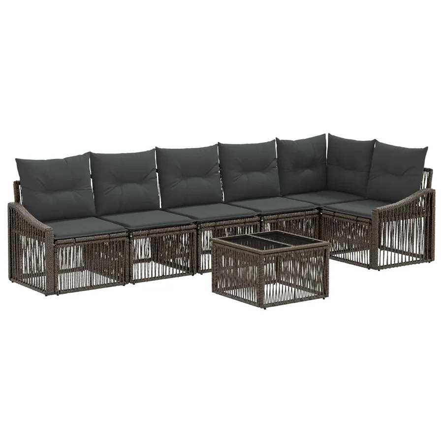 Ensemble de canapé de jardin 7 pcs Gris polyrotin - 2