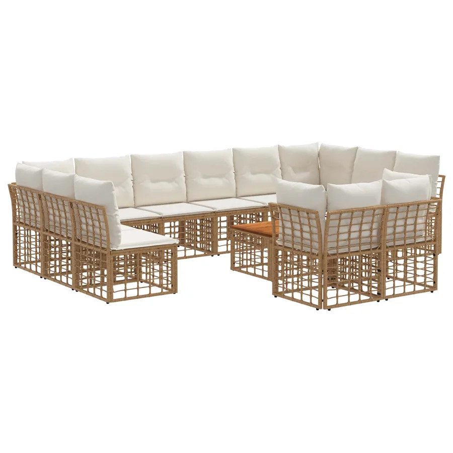 Ensemble de canapés d'extérieur 13 pcs Blanc Naturel et Crème - 2