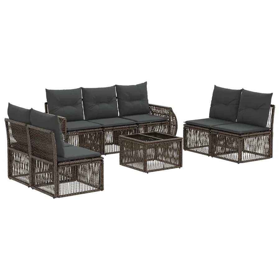 Ensemble de canapé de jardin 8 pcs Gris et Gris foncé polyrotin - 2