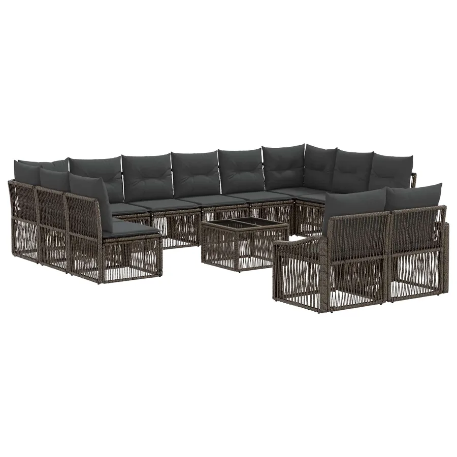 Ensemble de canapé de jardin 13 pcs Gris polyrotin - 2