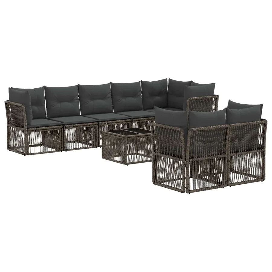 Ensemble de canapé de jardin 9 pcs Gris polyrotin - 2