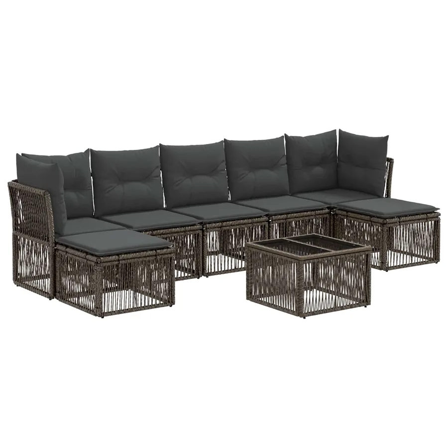 Ensemble de canapé de jardin 8 pcs Gris polyrotin - 2