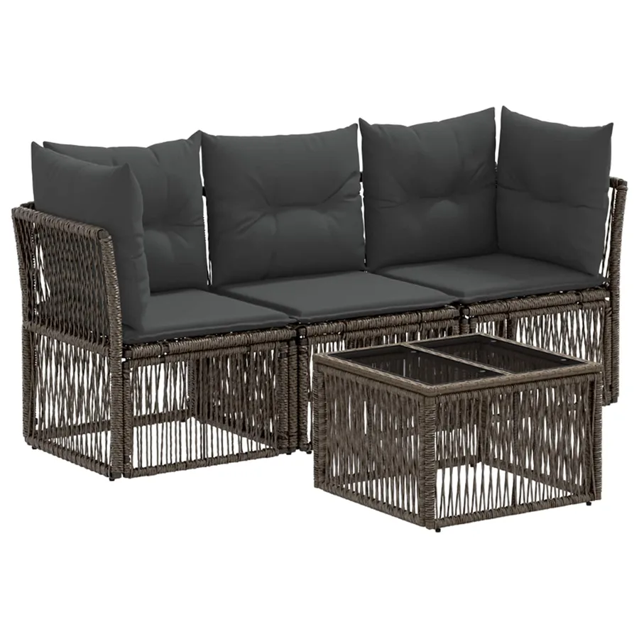 Ensemble de canapé de jardin 4 pcs Gris polyrotin - 2