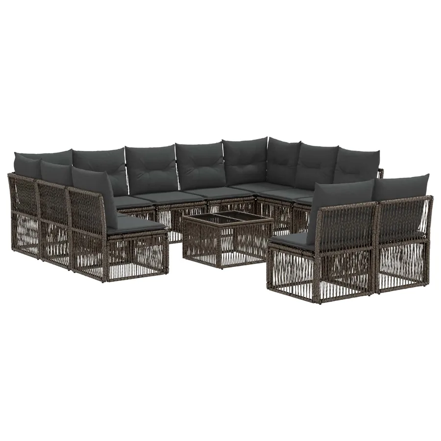 Ensemble de canapé de jardin 12 pcs Gris polyrotin - 2