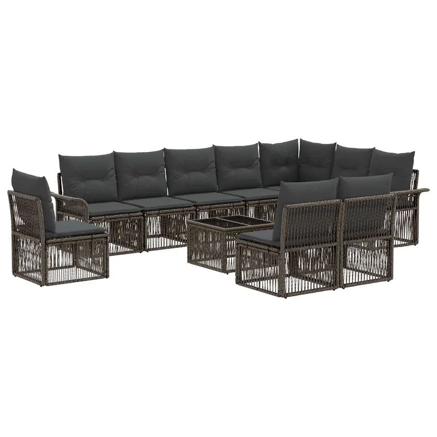 Ensemble de canapé de jardin 11 pcs Gris polyrotin - 2