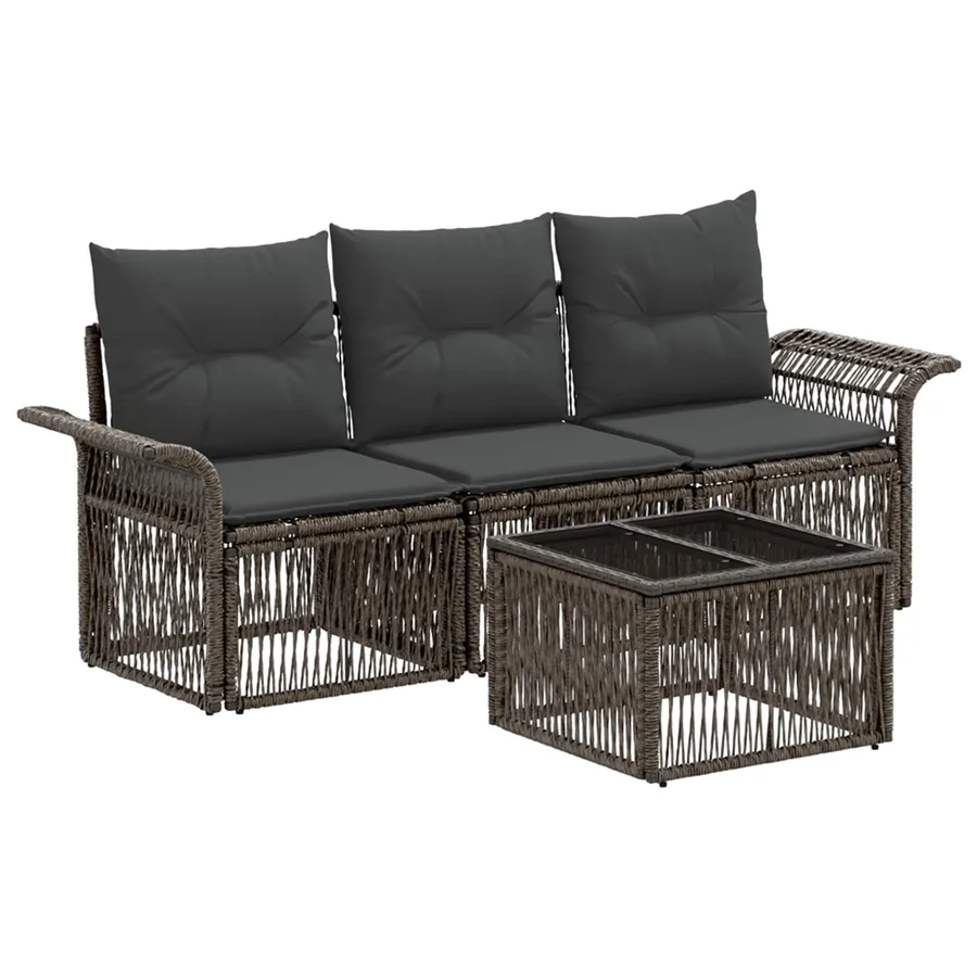 Ensemble de canapé de jardin 4 pcs Gris polyrotin - 2
