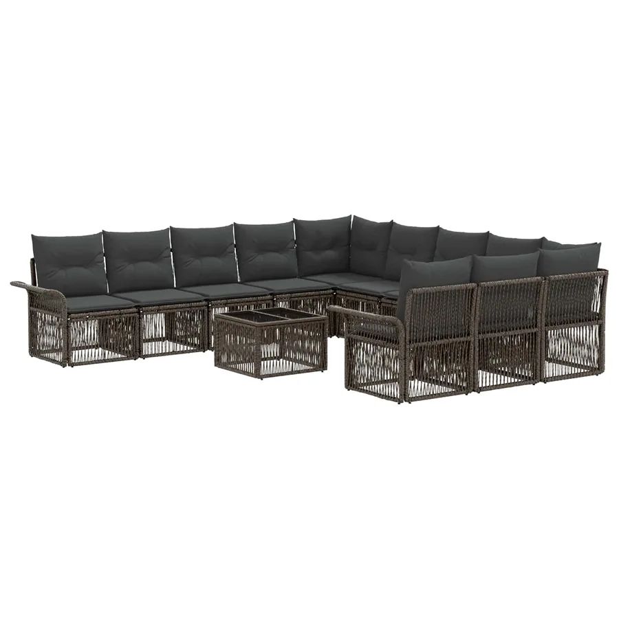 Ensemble de canapé de jardin 12 pcs Gris polyrotin - 2
