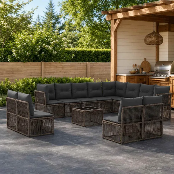Ensemble de canapé de jardin 13 pcs Gris polyrotin