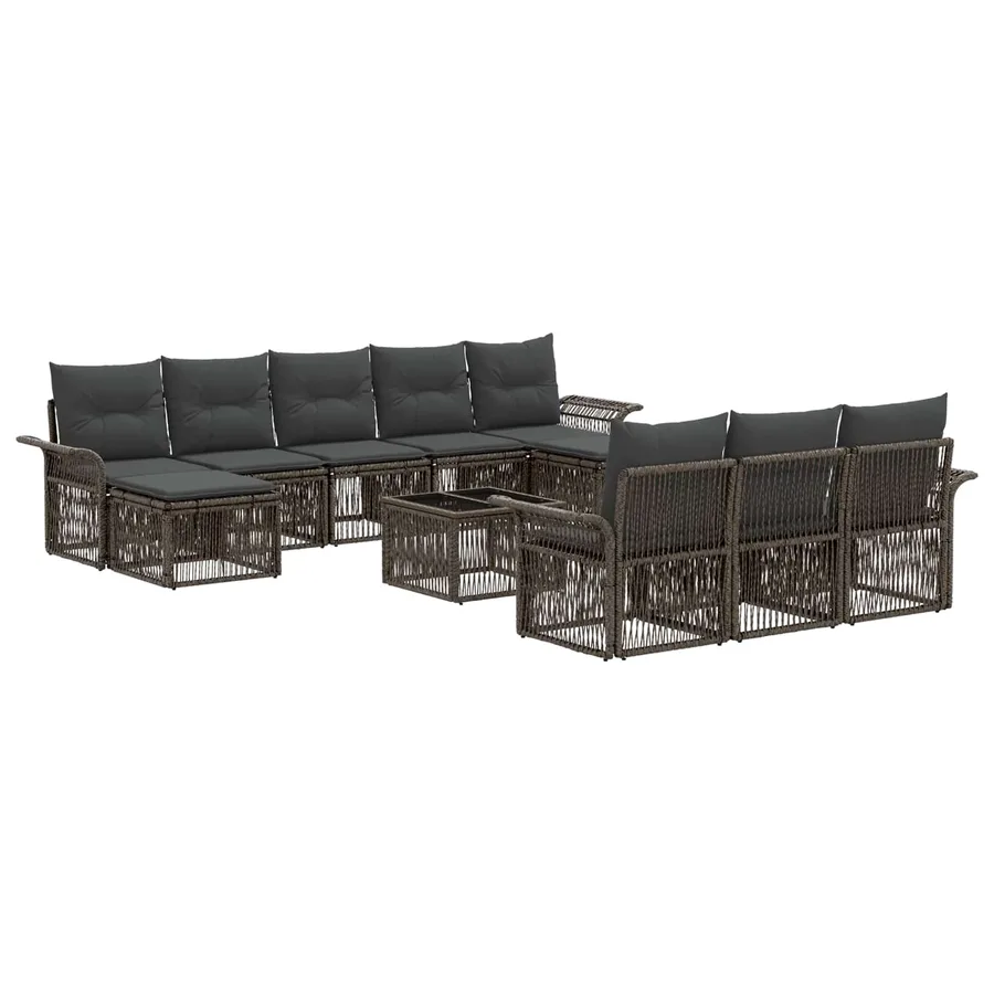 Ensemble de canapé de jardin 11 pcs Gris polyrotin - 2