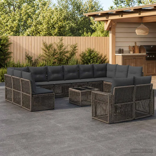 Ensemble de canapé de jardin 13 pcs Gris et Gris foncé