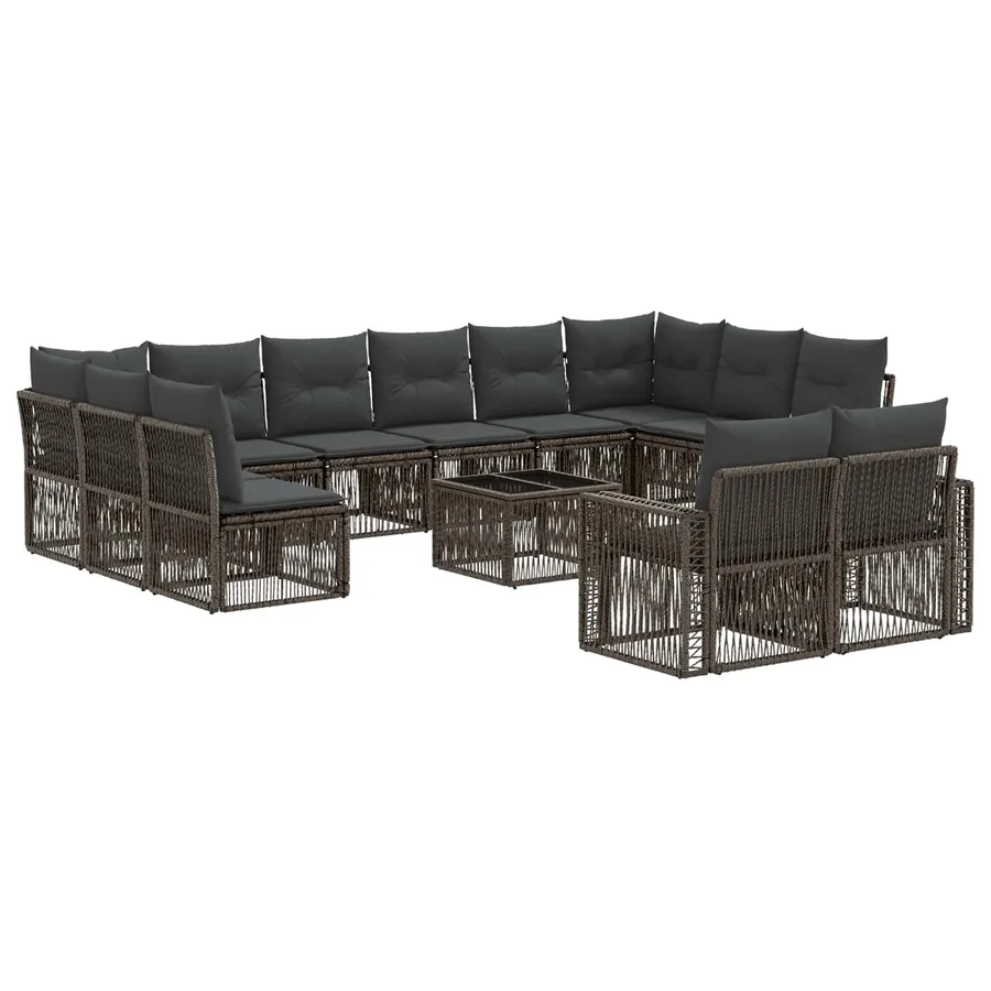 Ensemble de canapé de jardin 13 pcs Gris et Gris foncé - 2